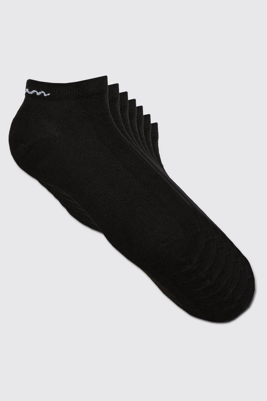 Black 7 Pack Man Signature Trainer Socks