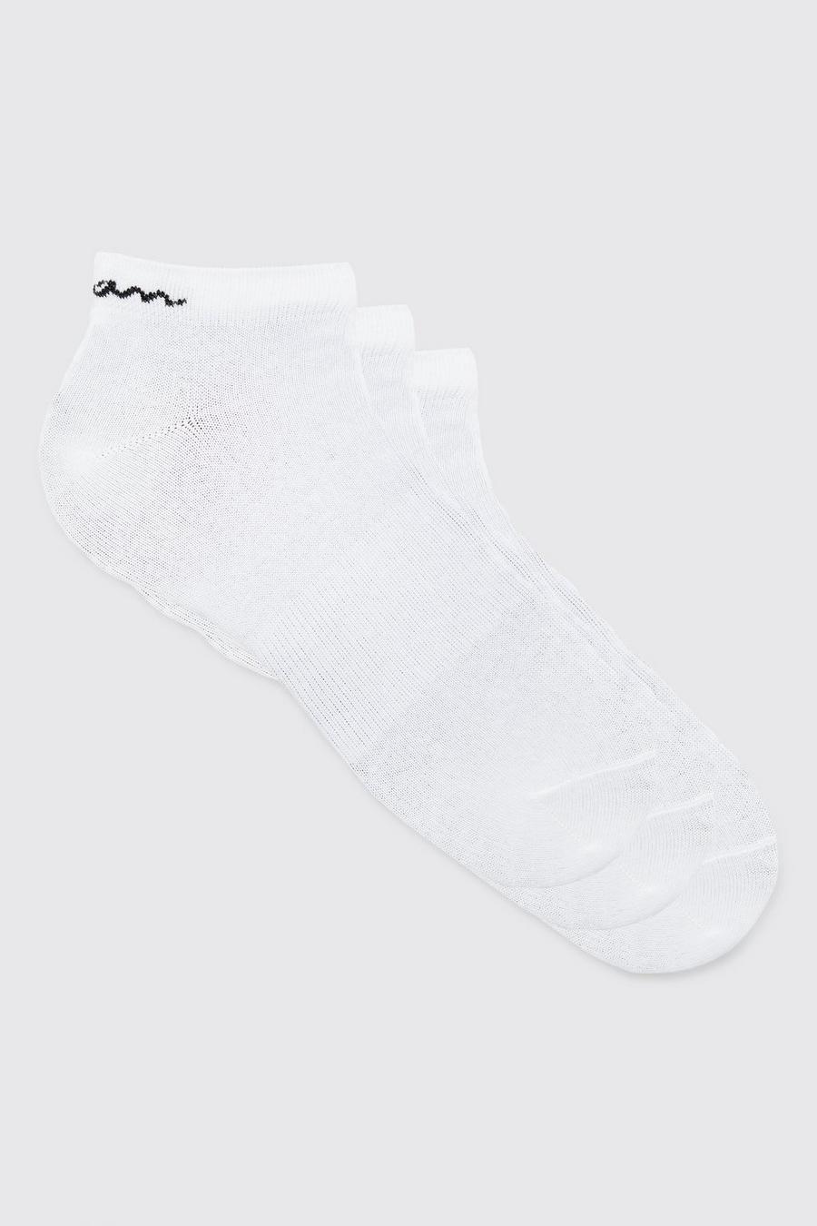 Pack de 3 pares de calcetines deportivos con firma MAN, White image number 1