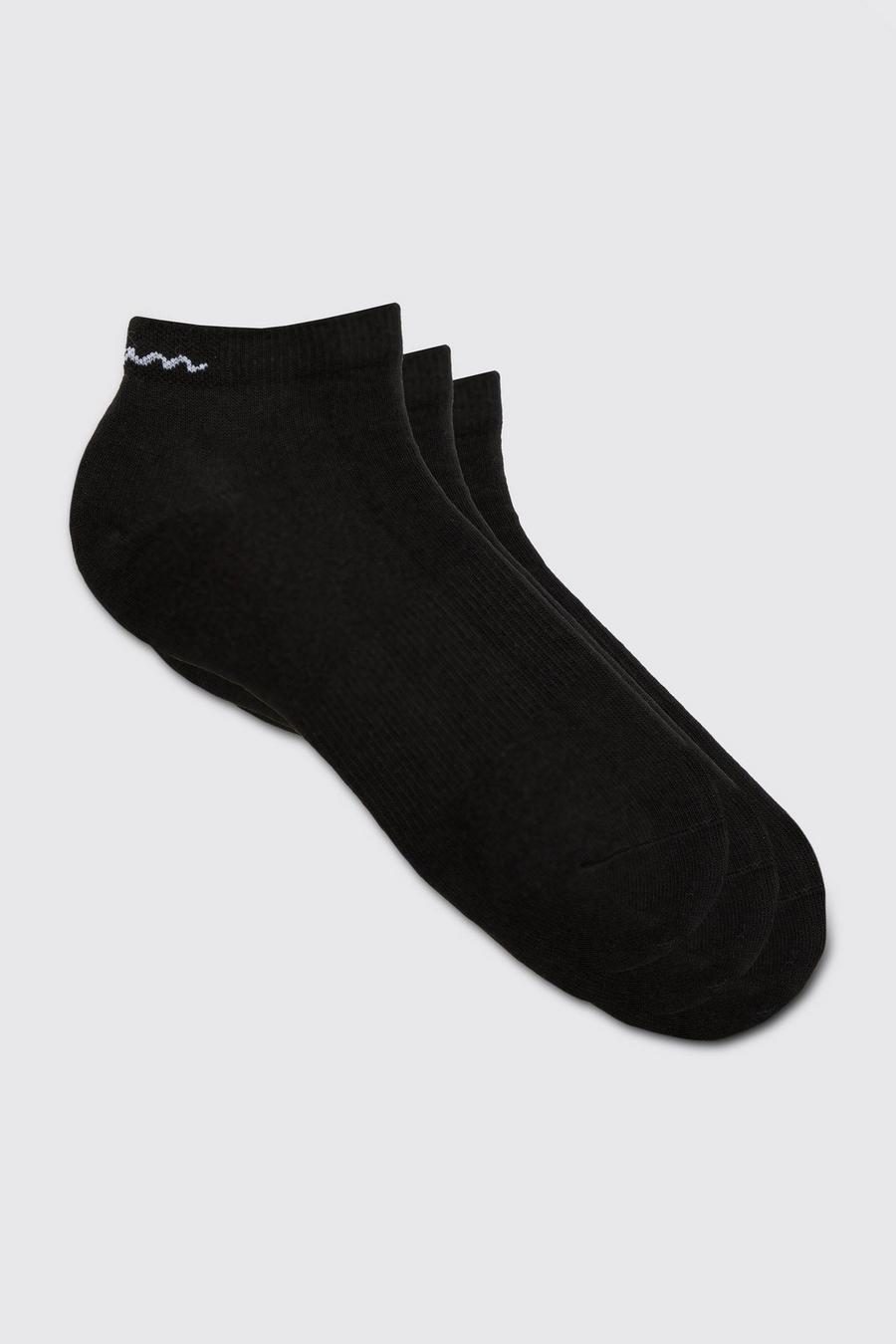 Pack de 3 pares de calcetines deportivos con firma MAN, Black image number 1