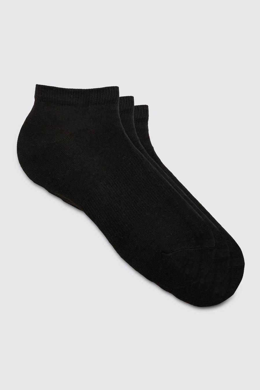 Black 3 Pack Plain Trainer Socks image number 1