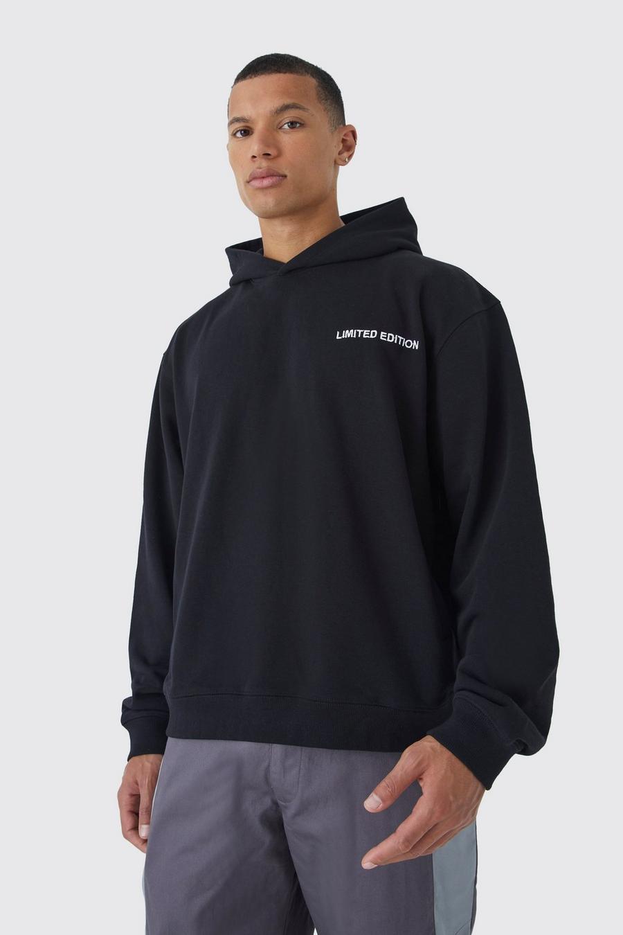 Black Tall Oversized Boxy Loopback Hoodie image number 1