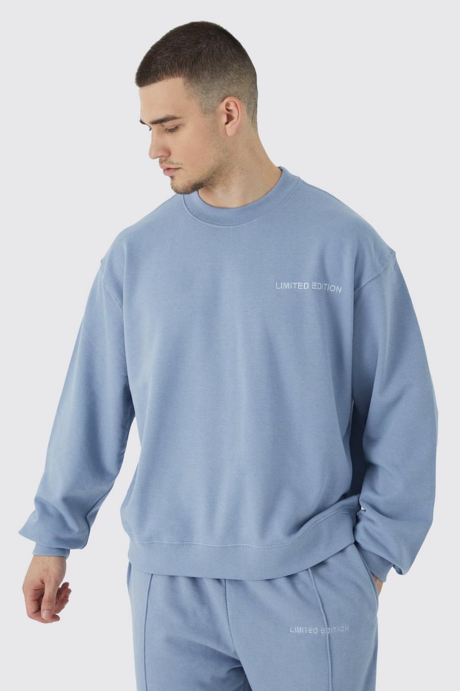 Tall kastiges Oversize Sweatshirt, Dusty blue blau