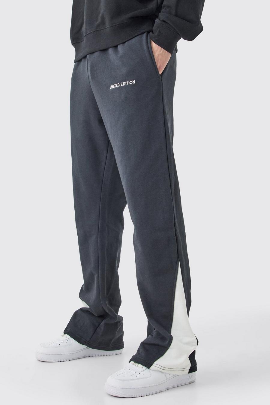 Pantaloni tuta Tall Regular pesanti pesanti con inserti in grezzo, Black image number 1