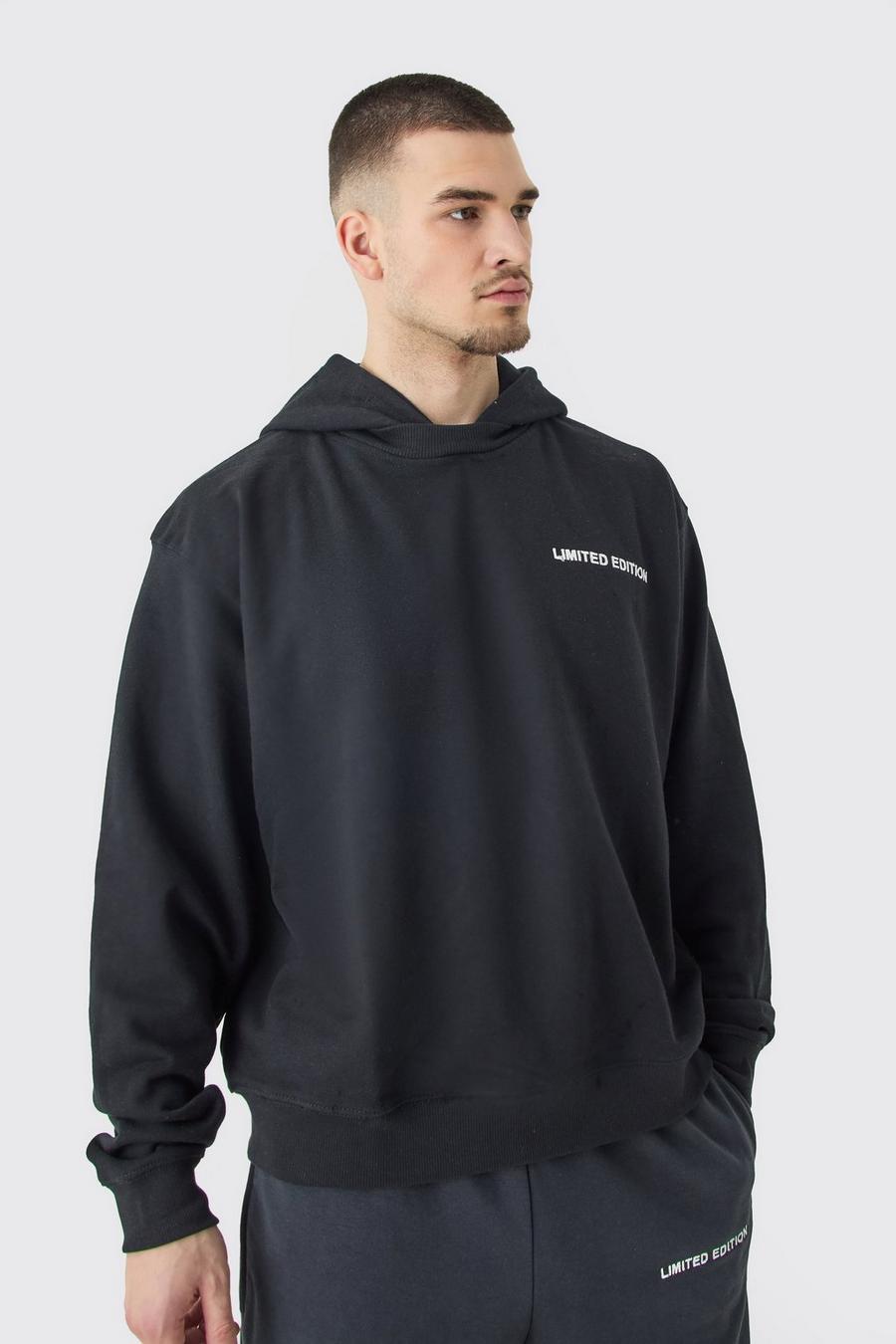 Black Tall Oversized Loopback Hooded Sweatshirt  image number 1