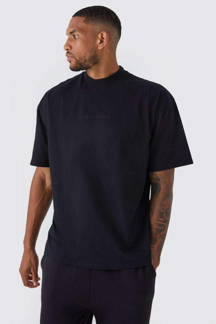 Black Tall Oversized Heavyweight Extended Neck T-shirt