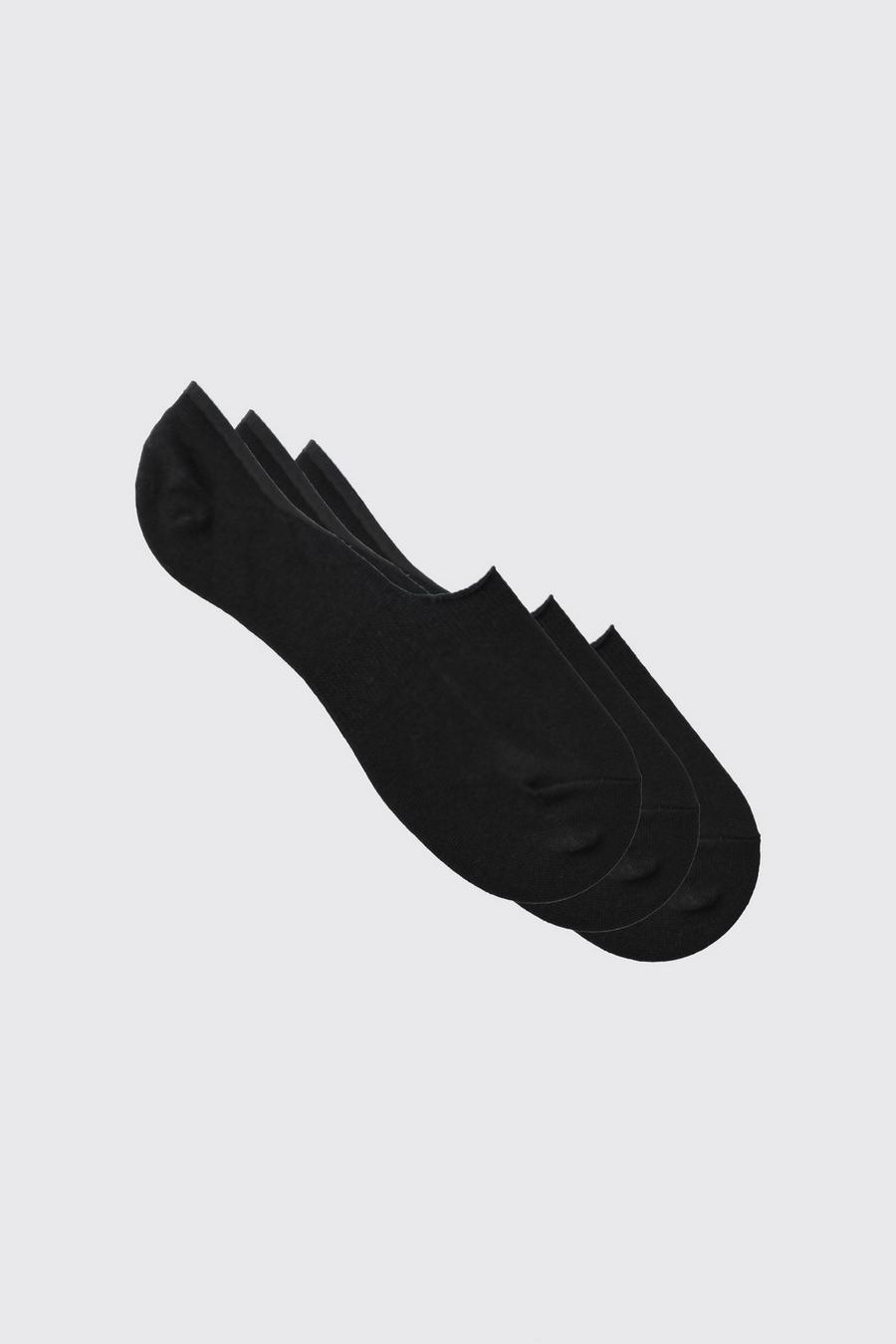 Black 3 Pack Plain Invisible Socks