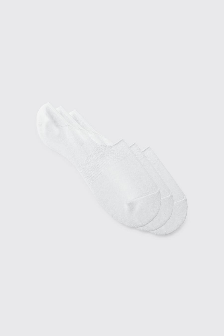 White 3 Pack Plain Invisible Socks image number 1