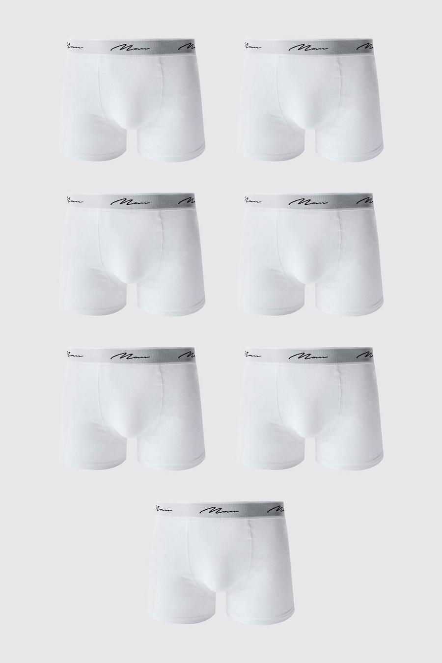White 7 Pack Man Signature Trunks image number 1