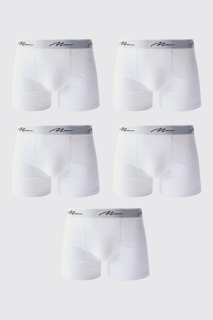 Pack de 5 calzoncillos con firma MAN, White image number 1