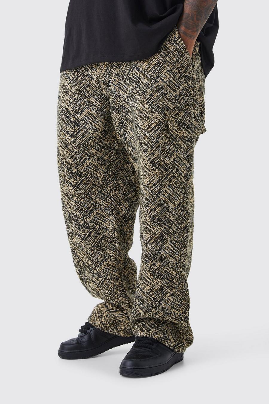 Pantalón Plus holgado con estampado de tapiz, Black