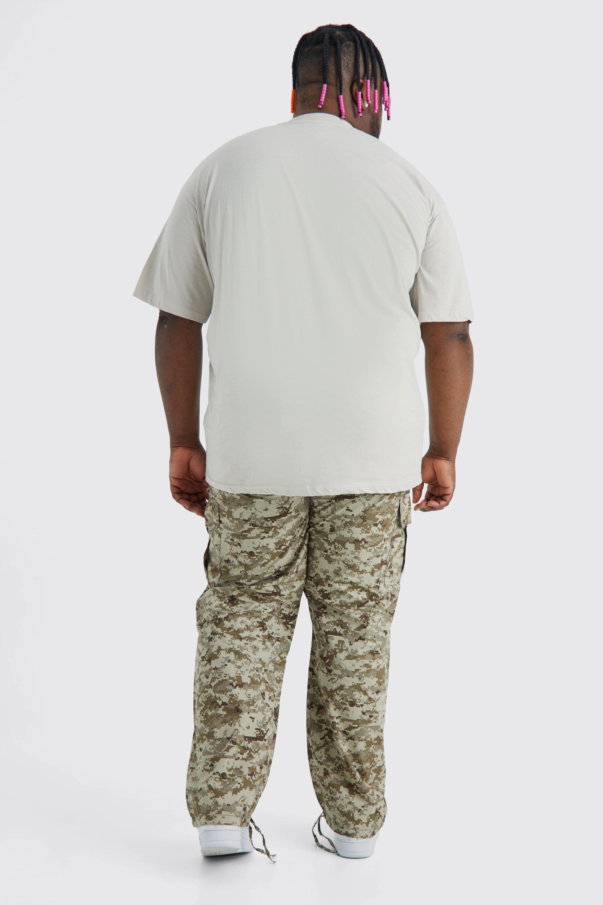 Plus Relaxed Tie Hem Pixilated Camo Cargo Trouser