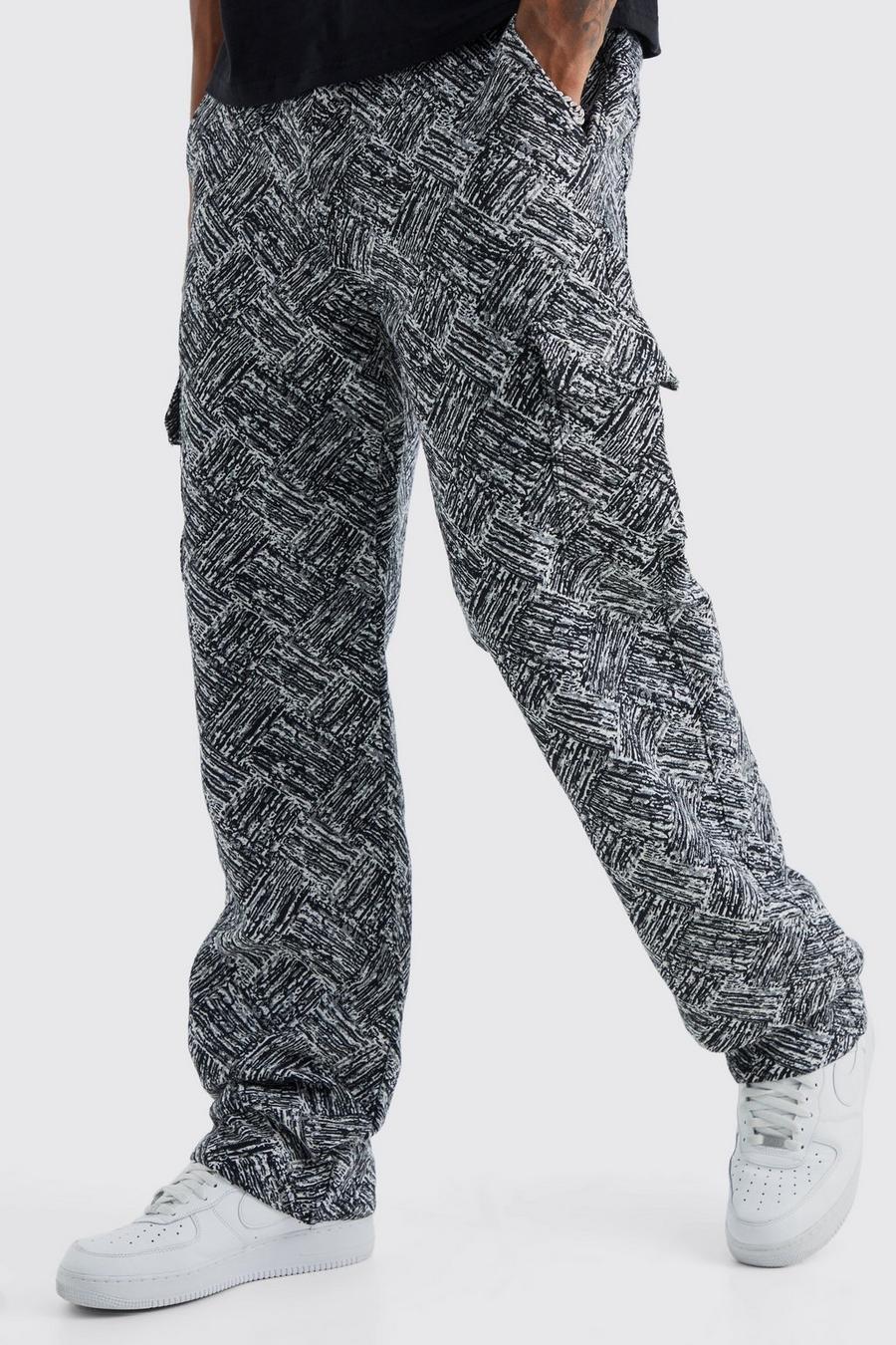Pantalón Tall cargo holgado con estampado de tapiz, Charcoal image number 1