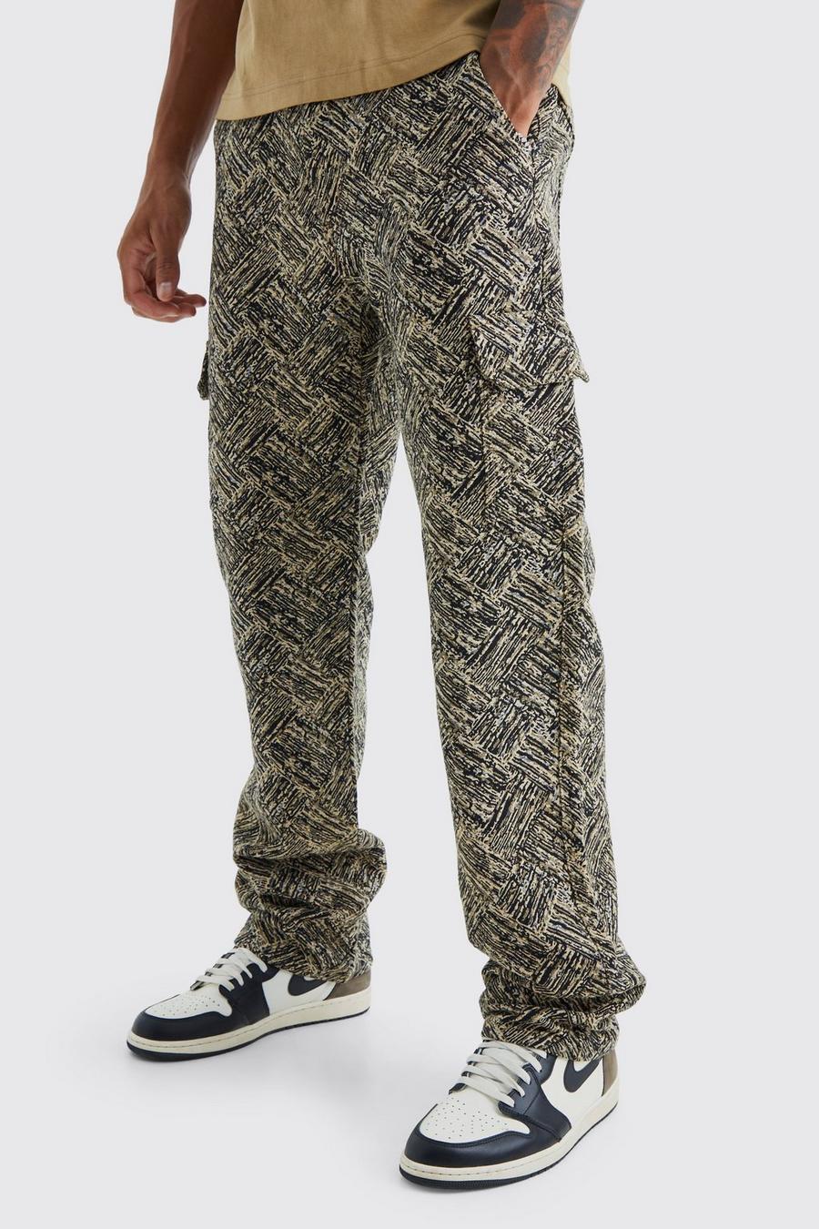 Black Tall Relaxed Fit Tapestry Trouser image number 1
