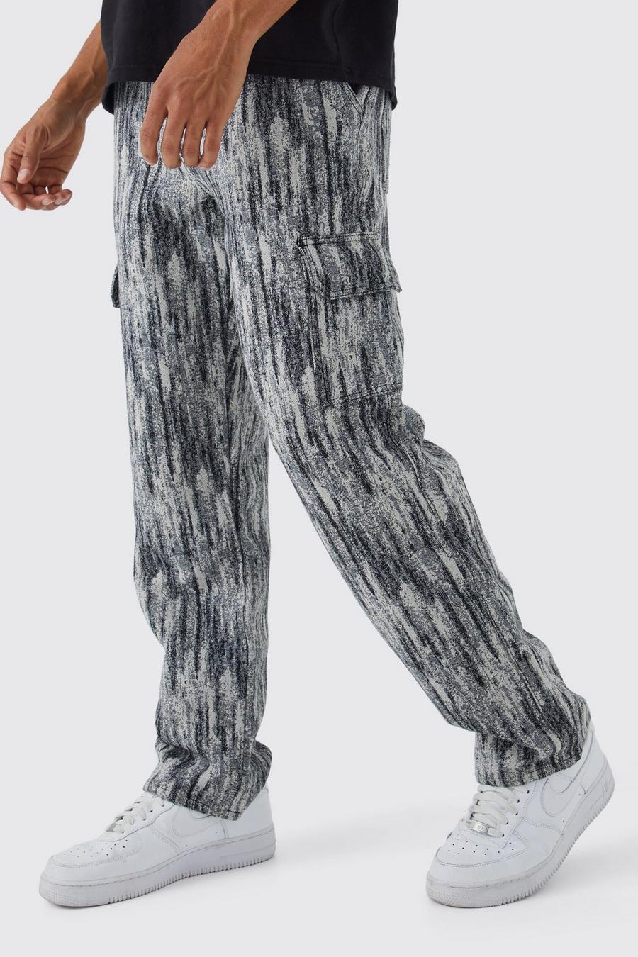 Black negro Relaxed Fit Tapestry Cargo Trouser