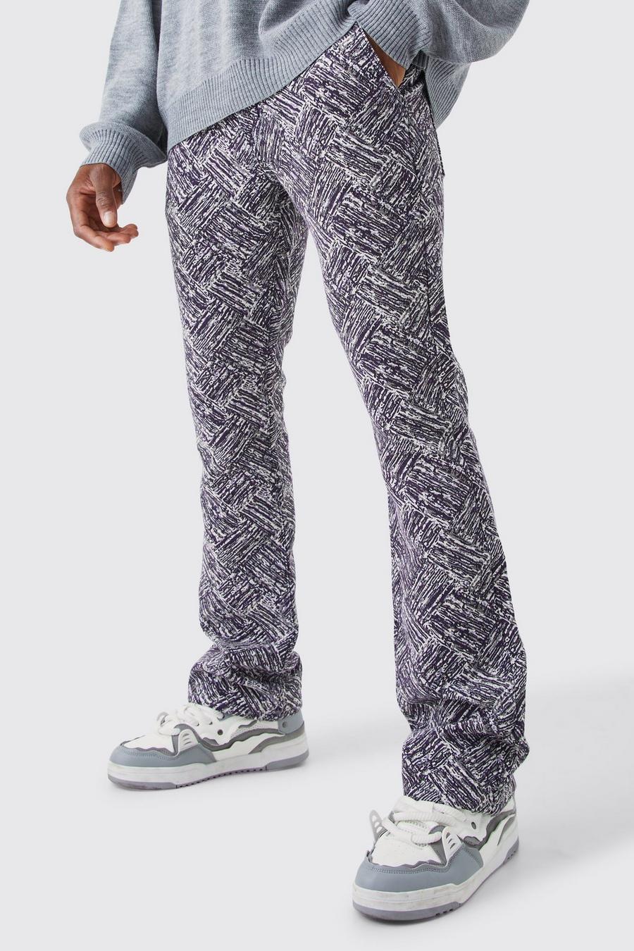Pantaloni a zampa Slim Fit stile arazzo, Purple image number 1