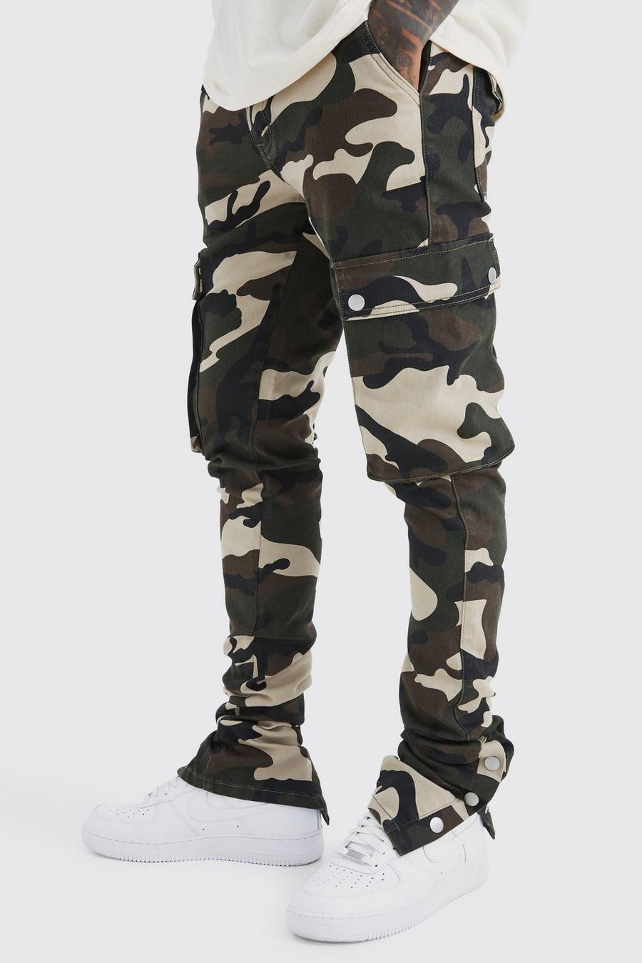 Pantalon cargo skinny à imprimé camouflage, Sand image number 1