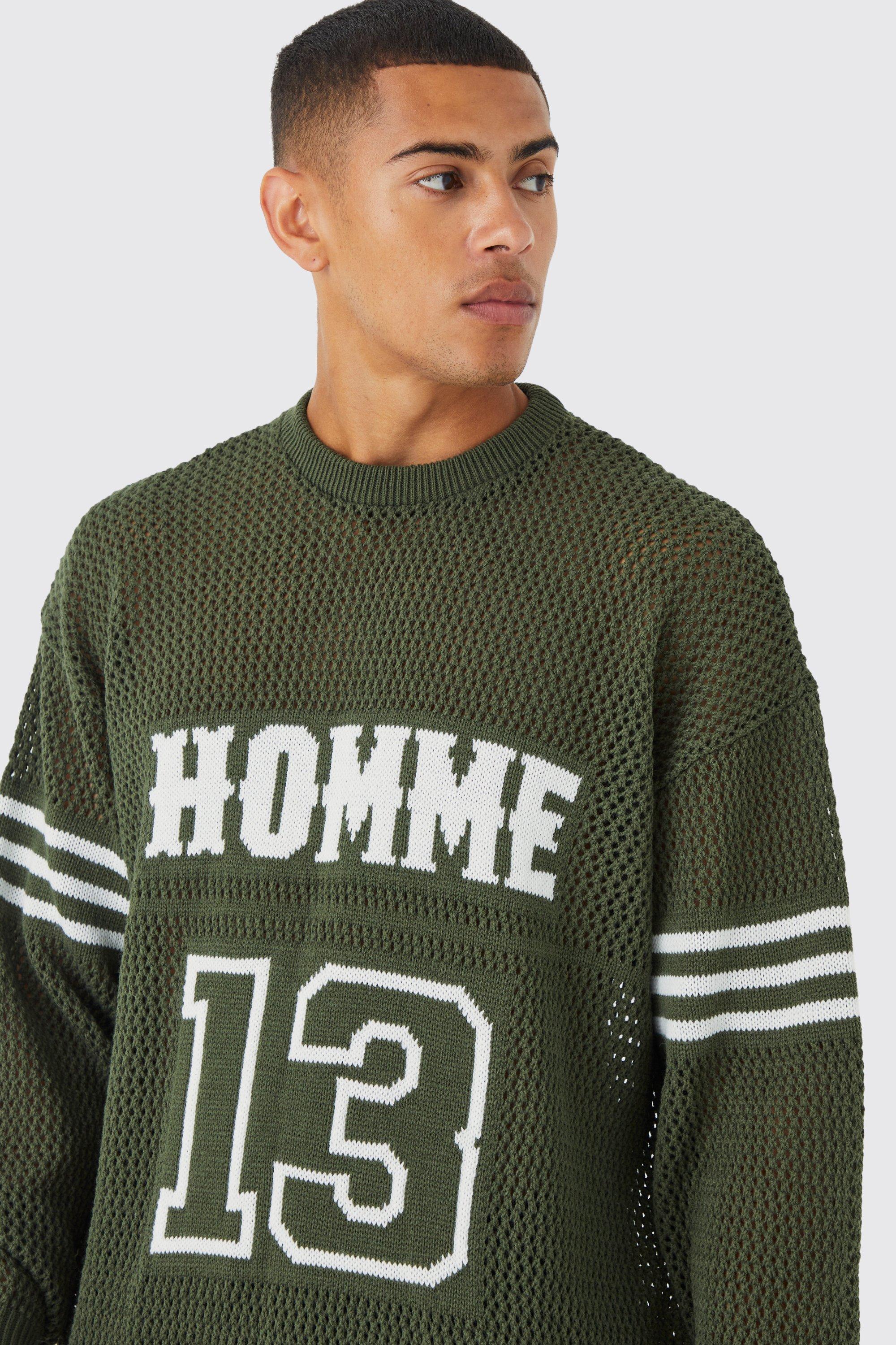 Oversized Varsity Open Stitch Jumper boohoo