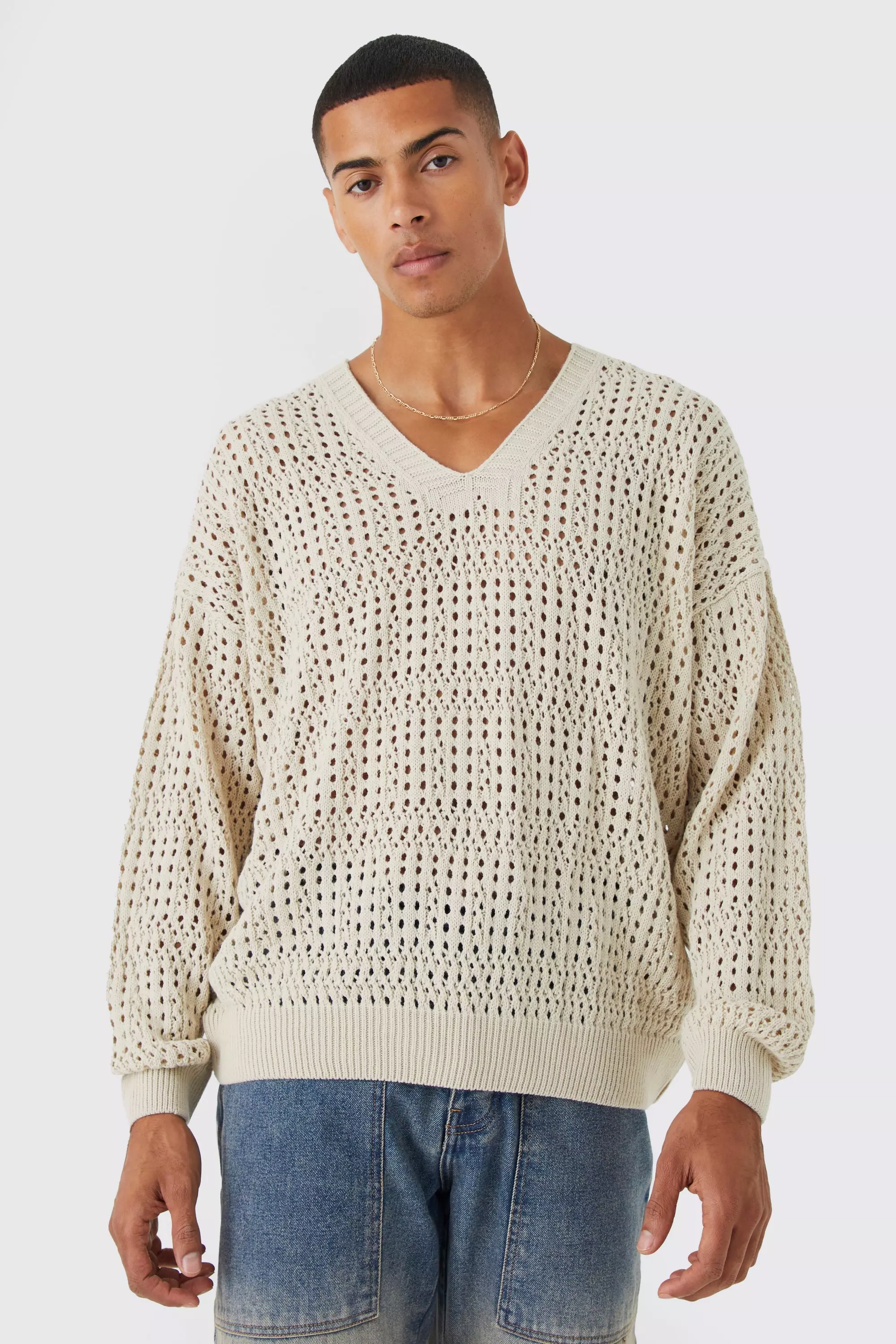 Crochet mens v neck sweater clearance