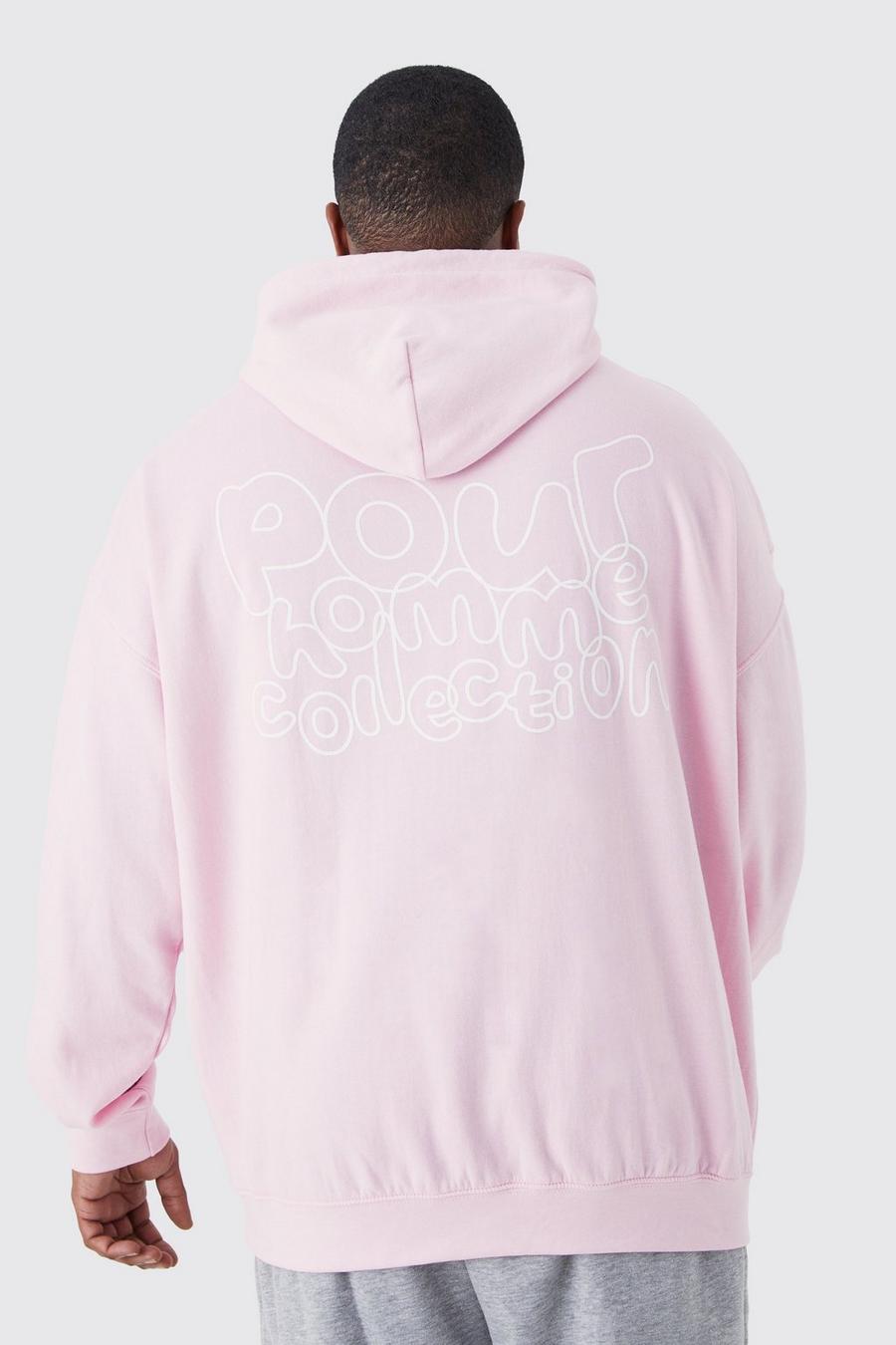 Felpa Plus Size della collezione Pour Homme con cappuccio, Light pink rosa image number 1