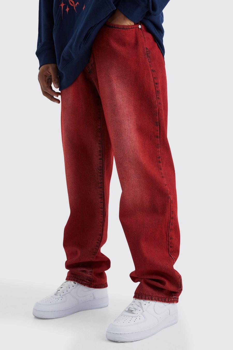 Red Relaxed Rigid Tinted Jeans