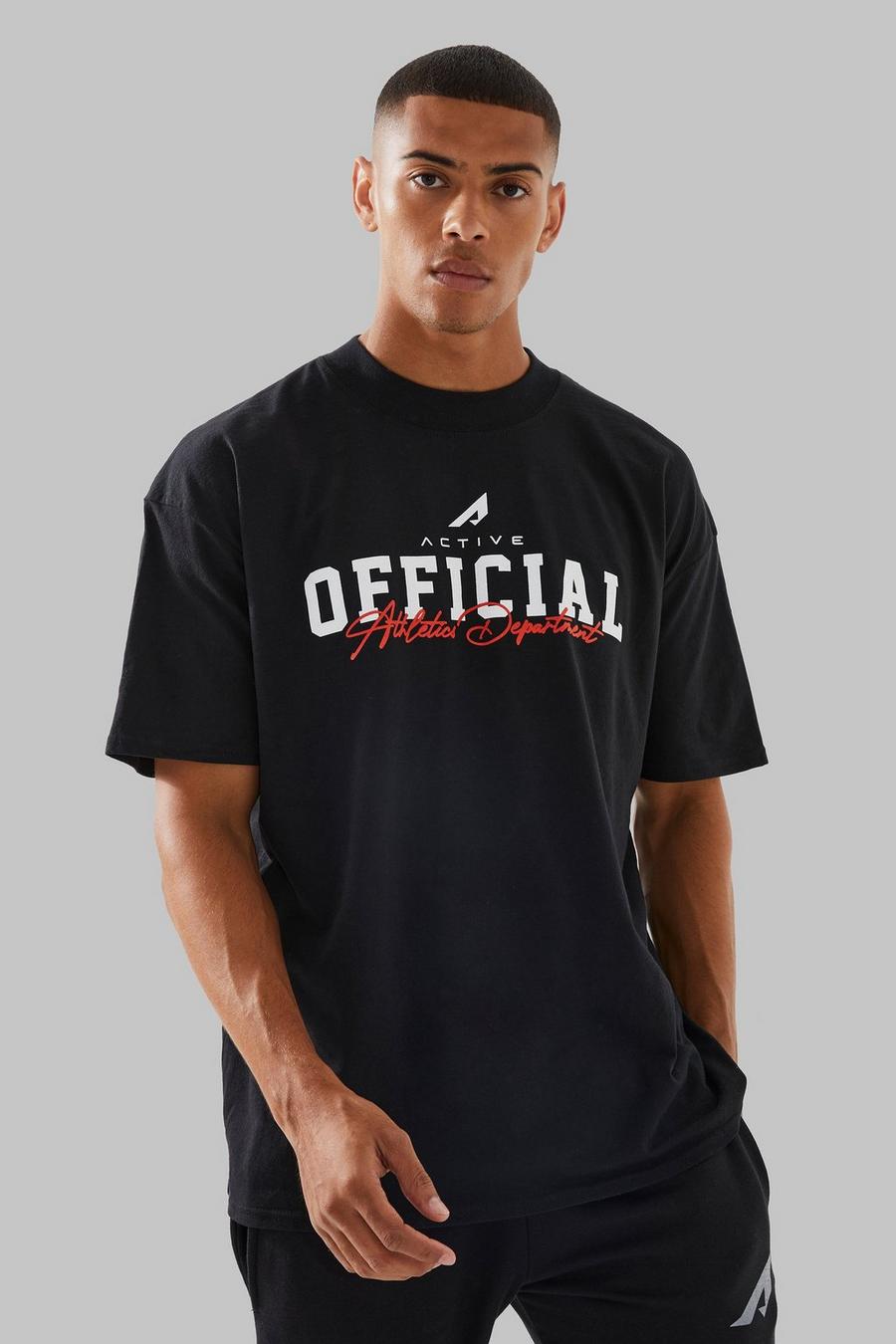 Black noir Man Active Extended Neck Athletic T-shirt