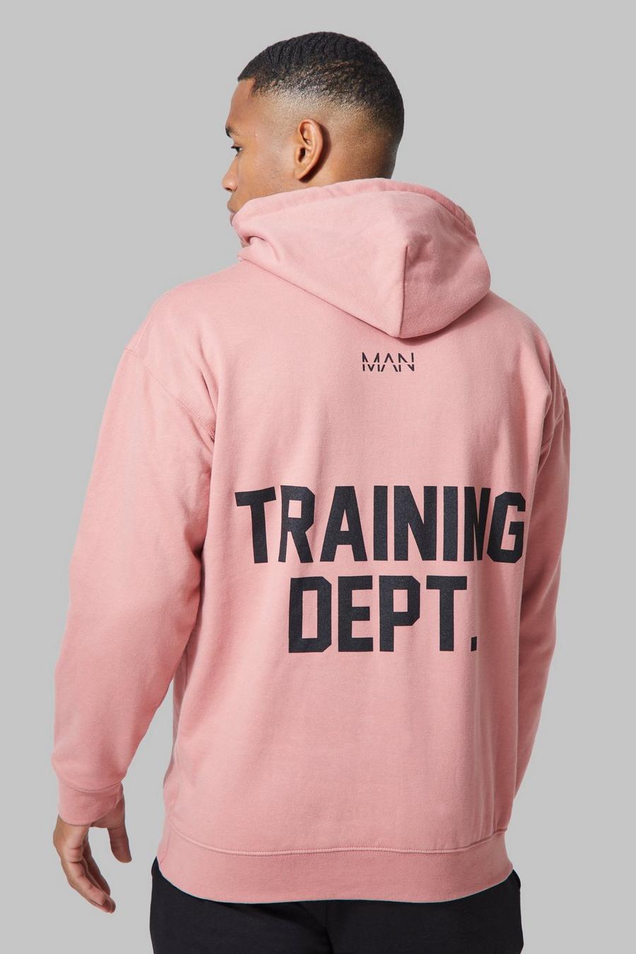 Felpa oversize Man Active Training Dept con cappuccio, Dusty pink image number 1