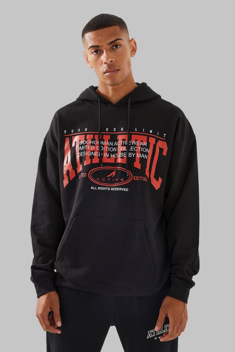 Black MAN Active Oversized hoodie med tryck