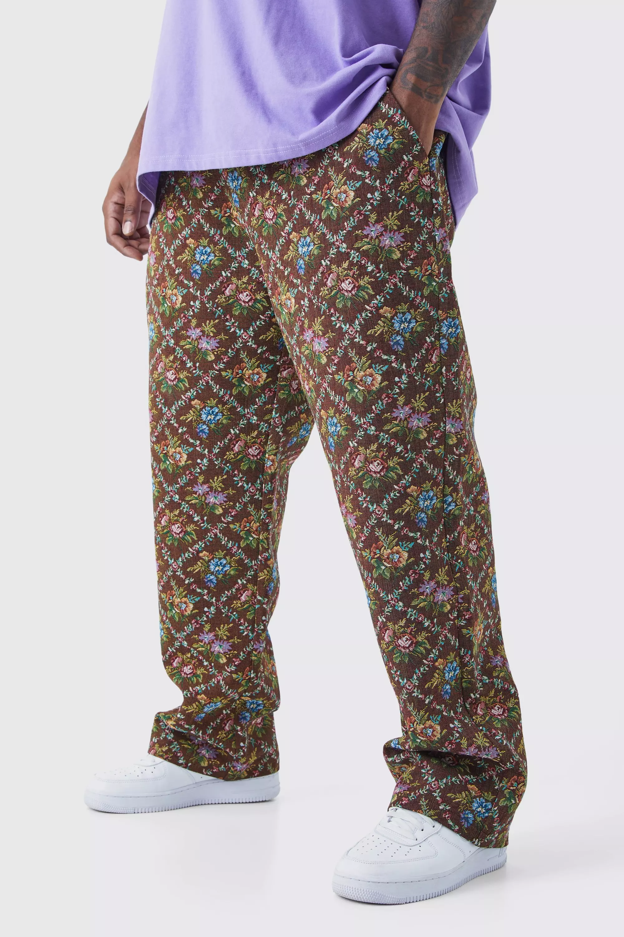 Chocolate Plus Fixed Waist Floral Tapestry Trouser alternative image