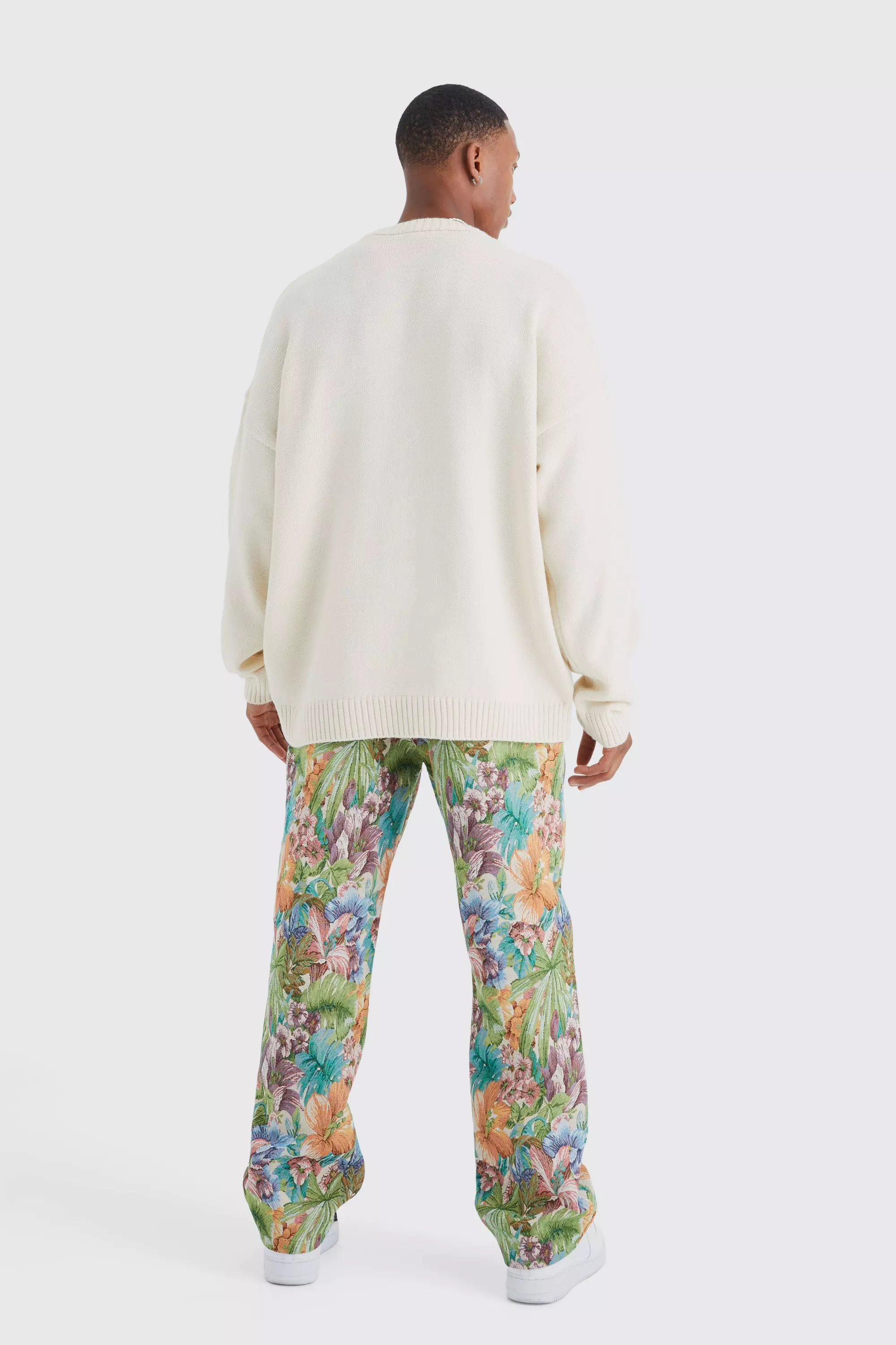 Stone Fixed Waist Floral Tapestry Trouser alternative image