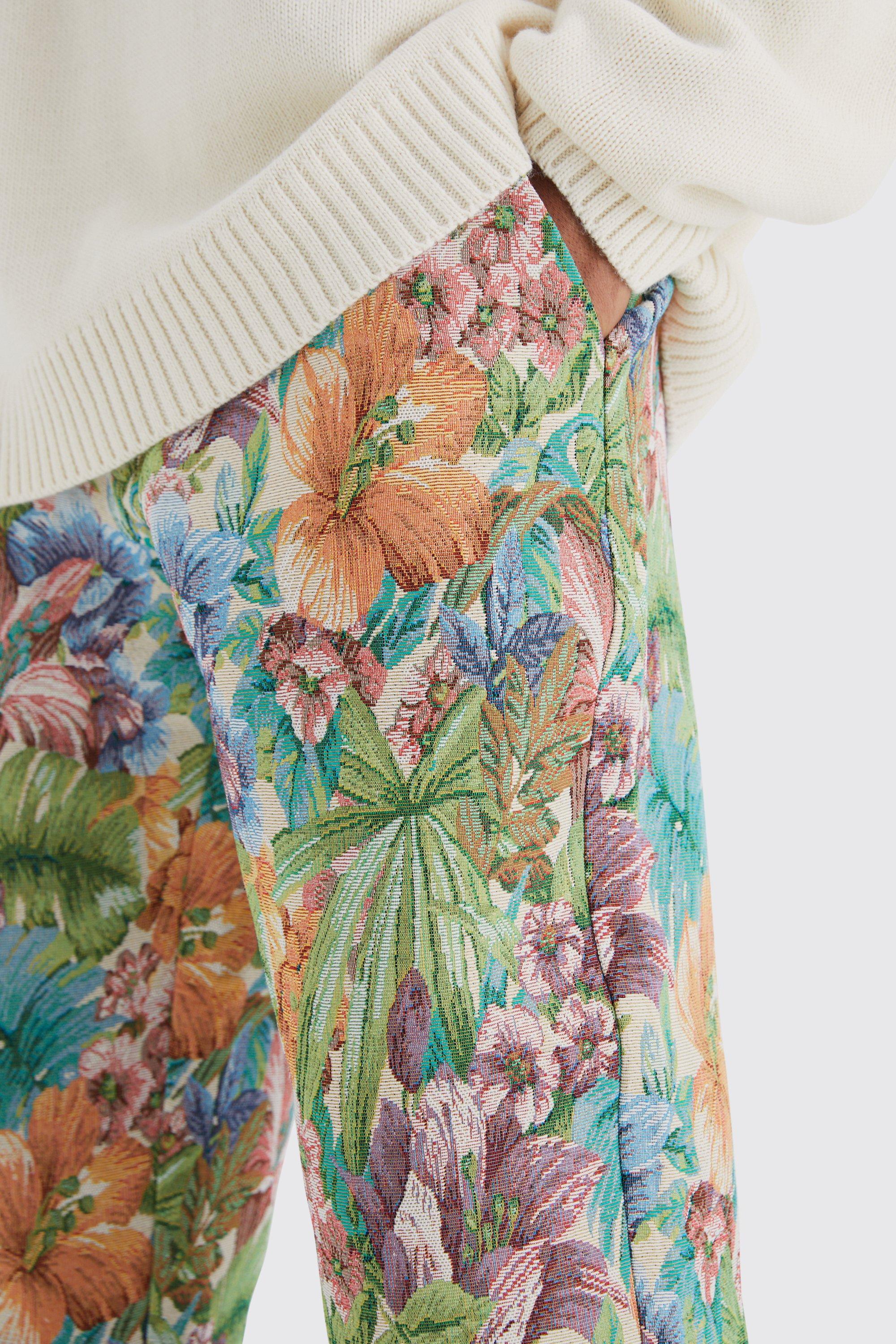 Fixed Waist Floral Tapestry Pants | boohoo USA