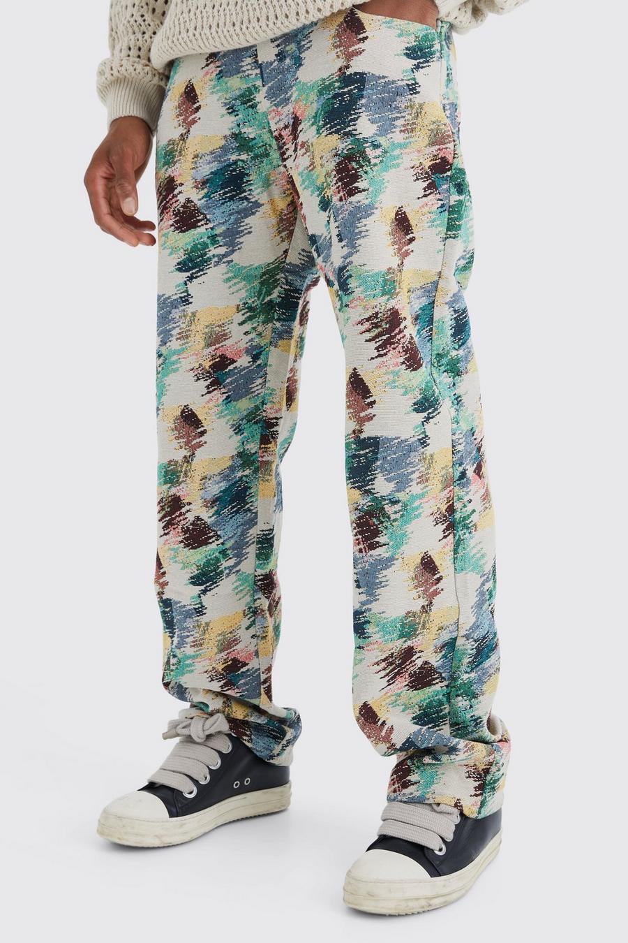 Stone Fixed Waist Relaxed Tapestry Trouser image number 1