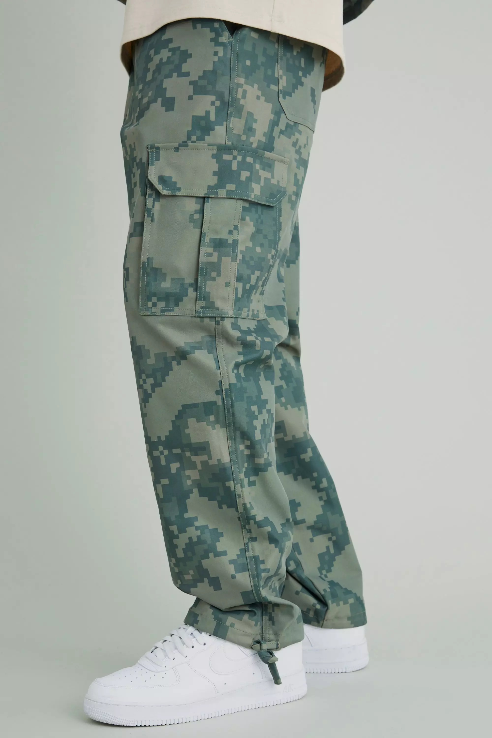 Khaki Fixed Waist Relaxed Pixel Camo Cargo Trouser alternative image