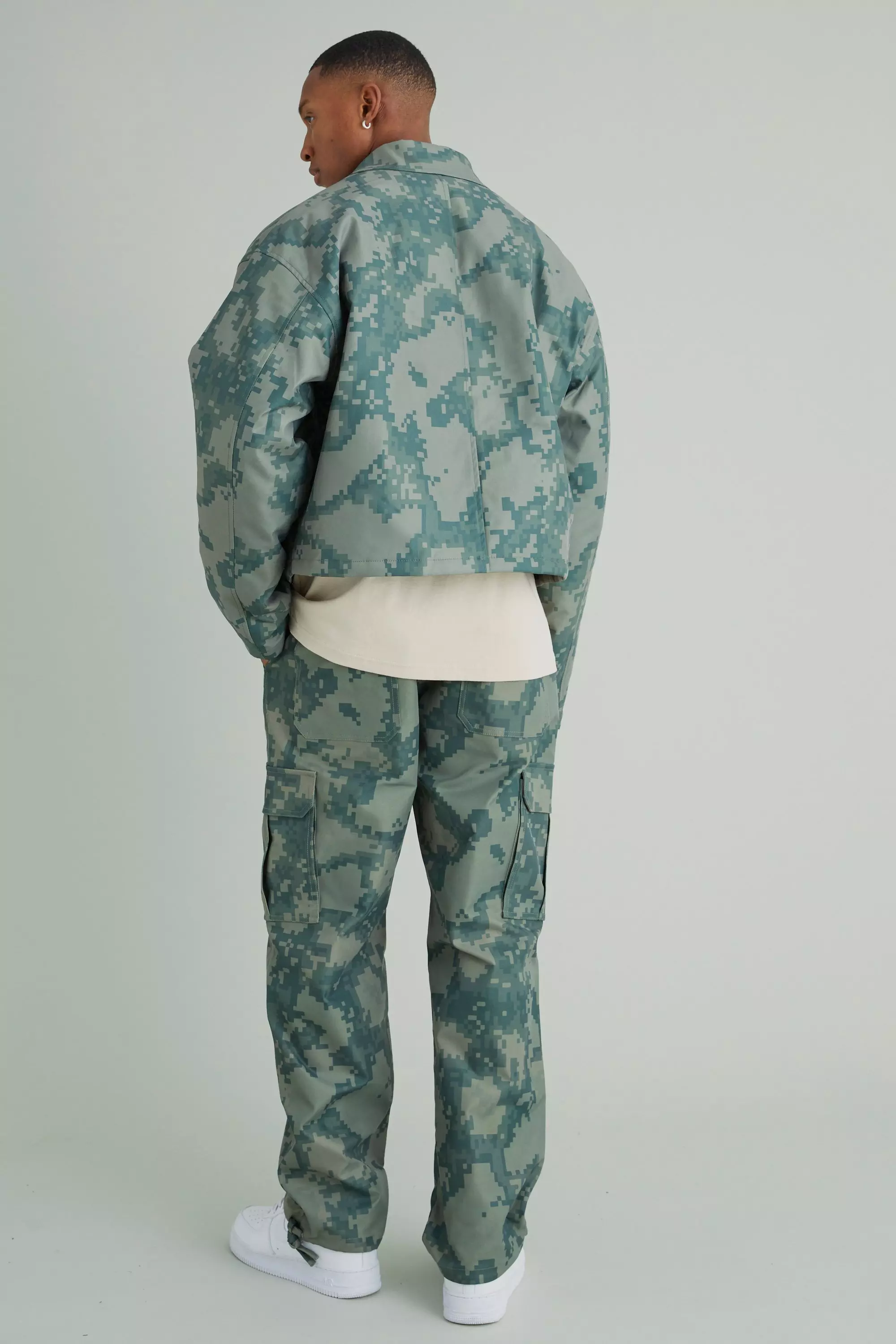 Khaki Fixed Waist Relaxed Pixel Camo Cargo Trouser alternative image