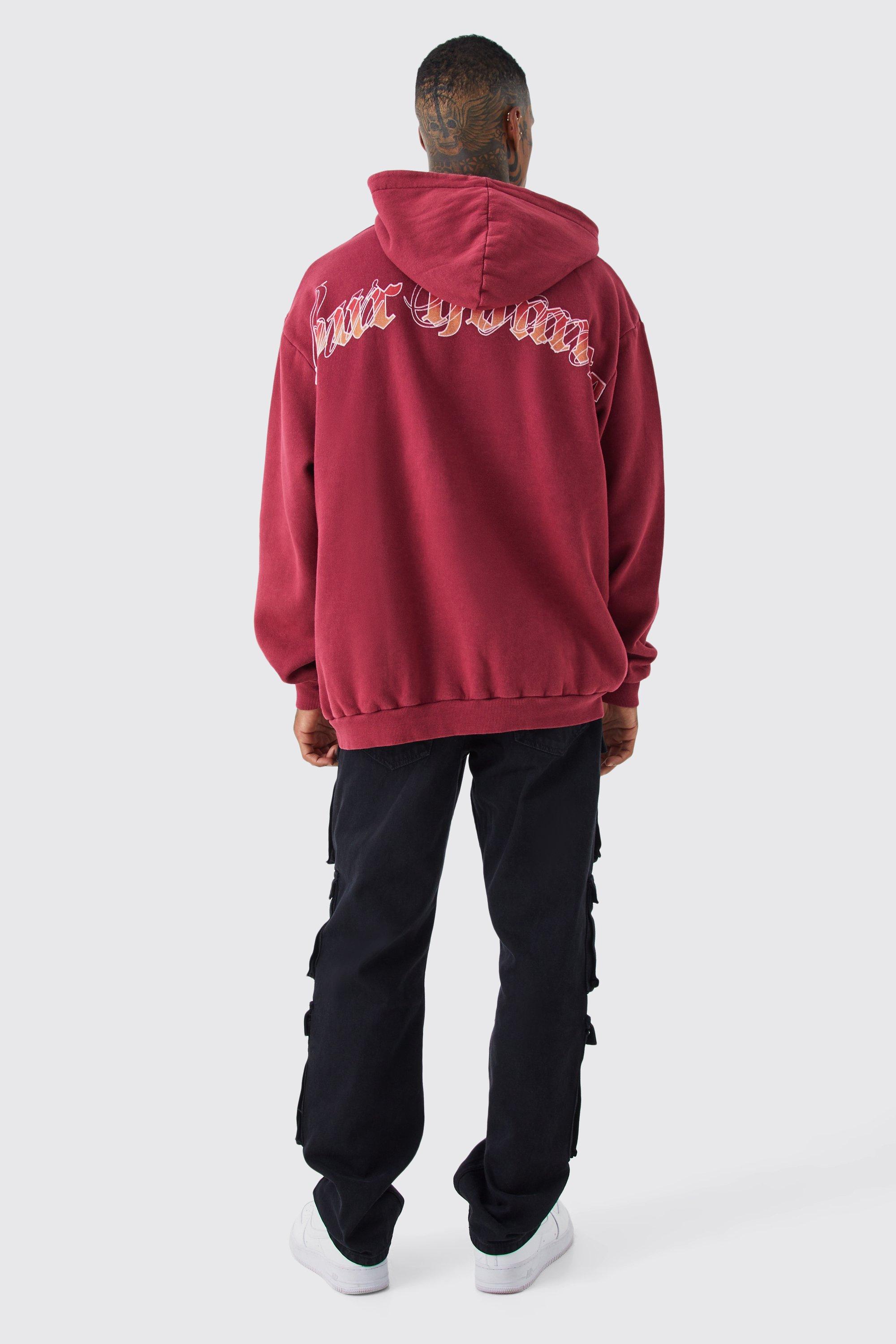 Oversized hot sale maroon hoodie