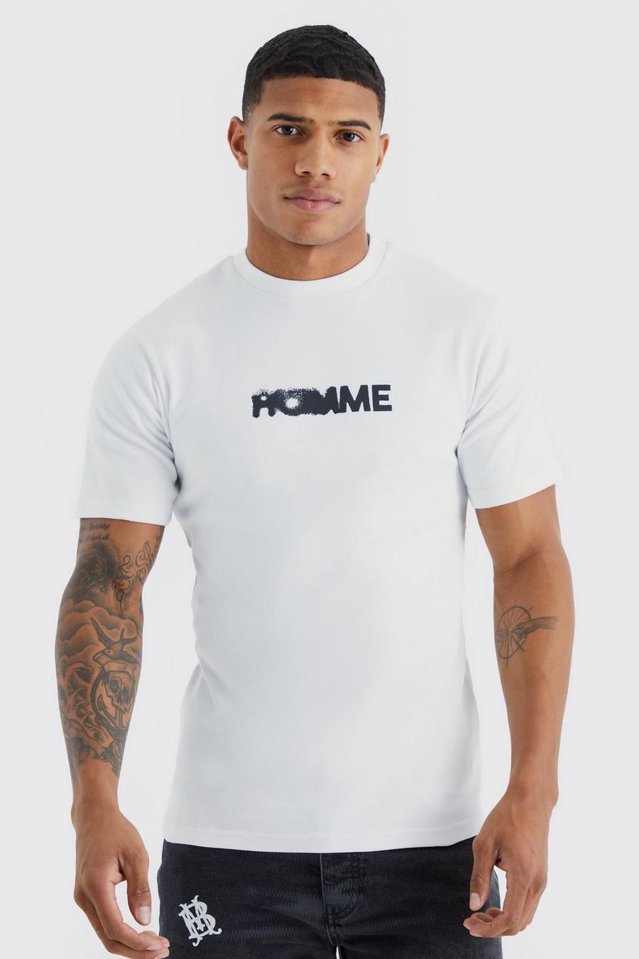 White Muscle Fit Heavyweight Interlock Graphic T-shirt image number 1