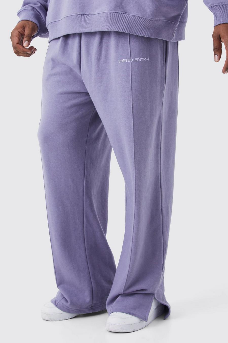 Pantalón deportivo Plus holgado grueso con abertura en el bajo, Lavender image number 1