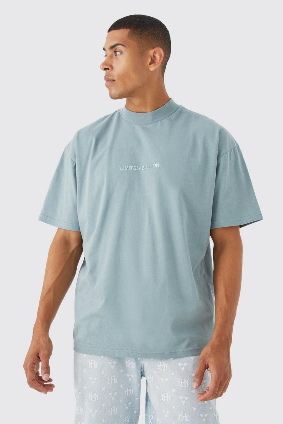 Slate grå Oversized Heavyweight Extended Neck T-shirt 