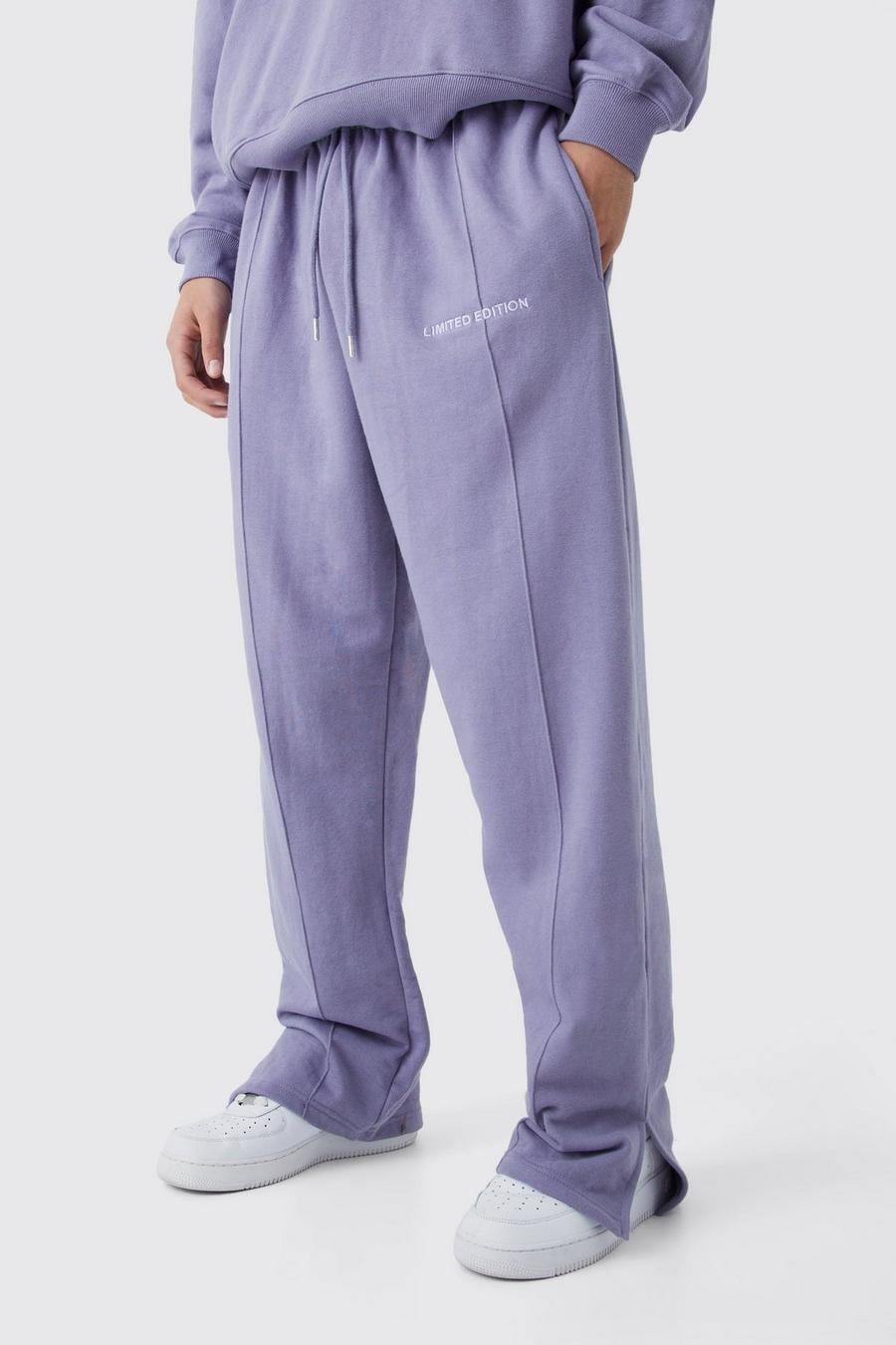 Pantaloni tuta rilassati pesanti con spacco sul fondo, Lavender