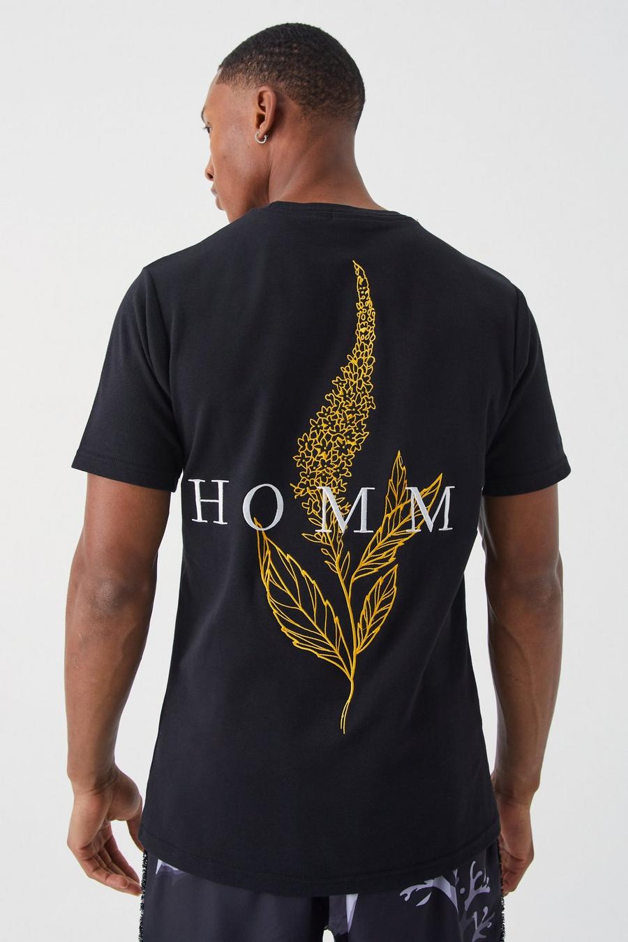 Camiseta ajustada gruesa con estampado gráfico Homme, Black