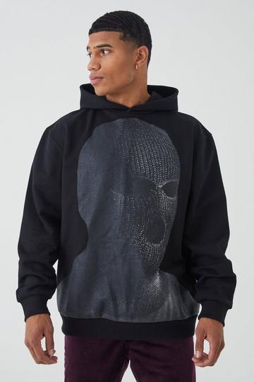 Black Oversized Heavyweight Loopback Graphic Hoodie