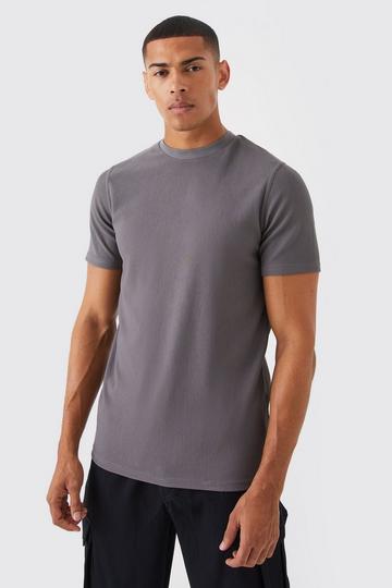 Slim Ottoman Rib T-shirt charcoal