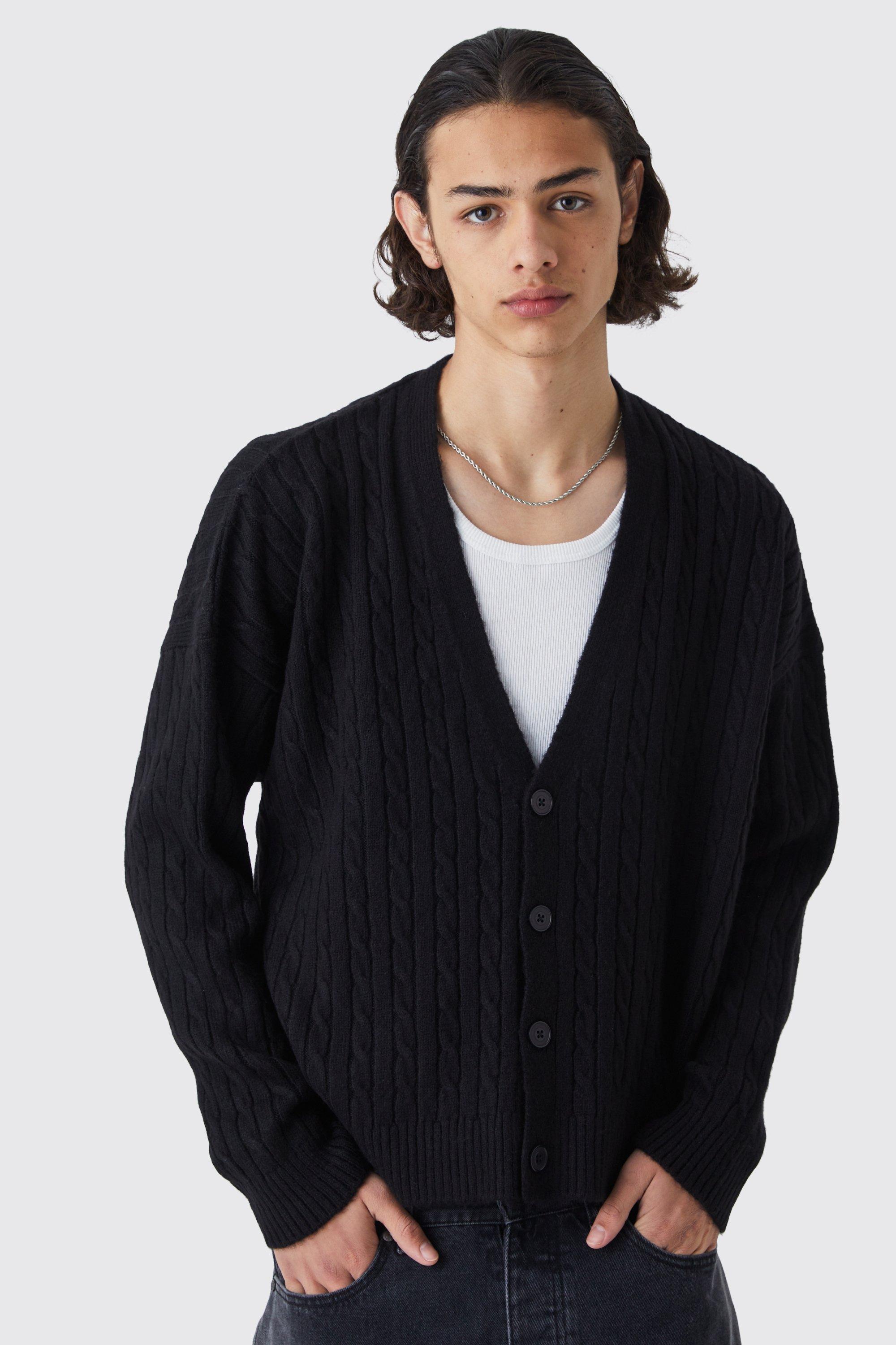 Cable knit cardigan mens on sale uk