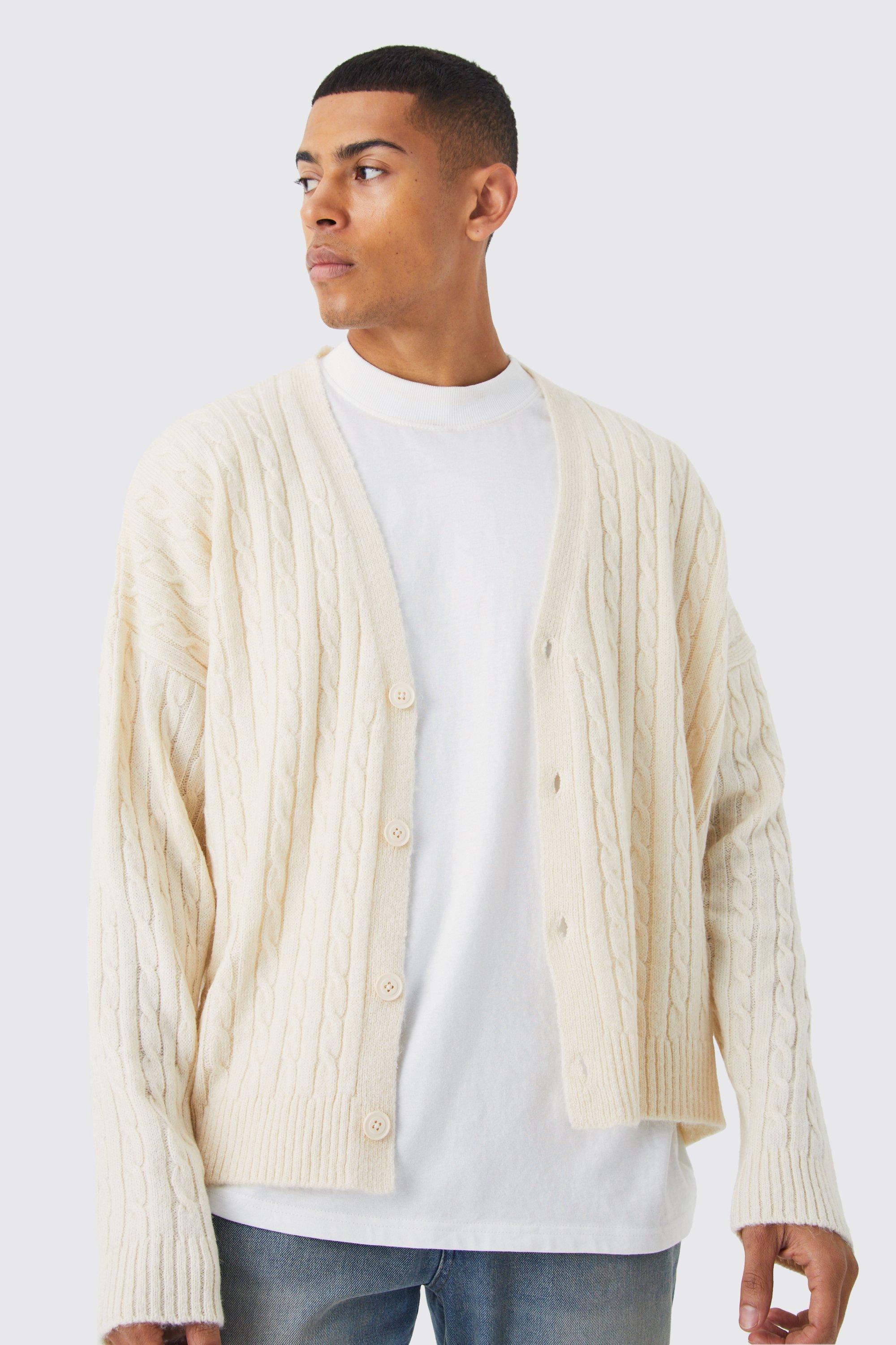 TAILORED KNIT CARDIGAN - Ecru