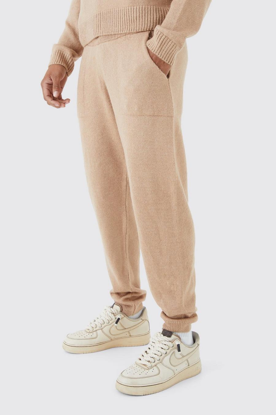 Taupe Relaxed Fit Knitted Joggers image number 1