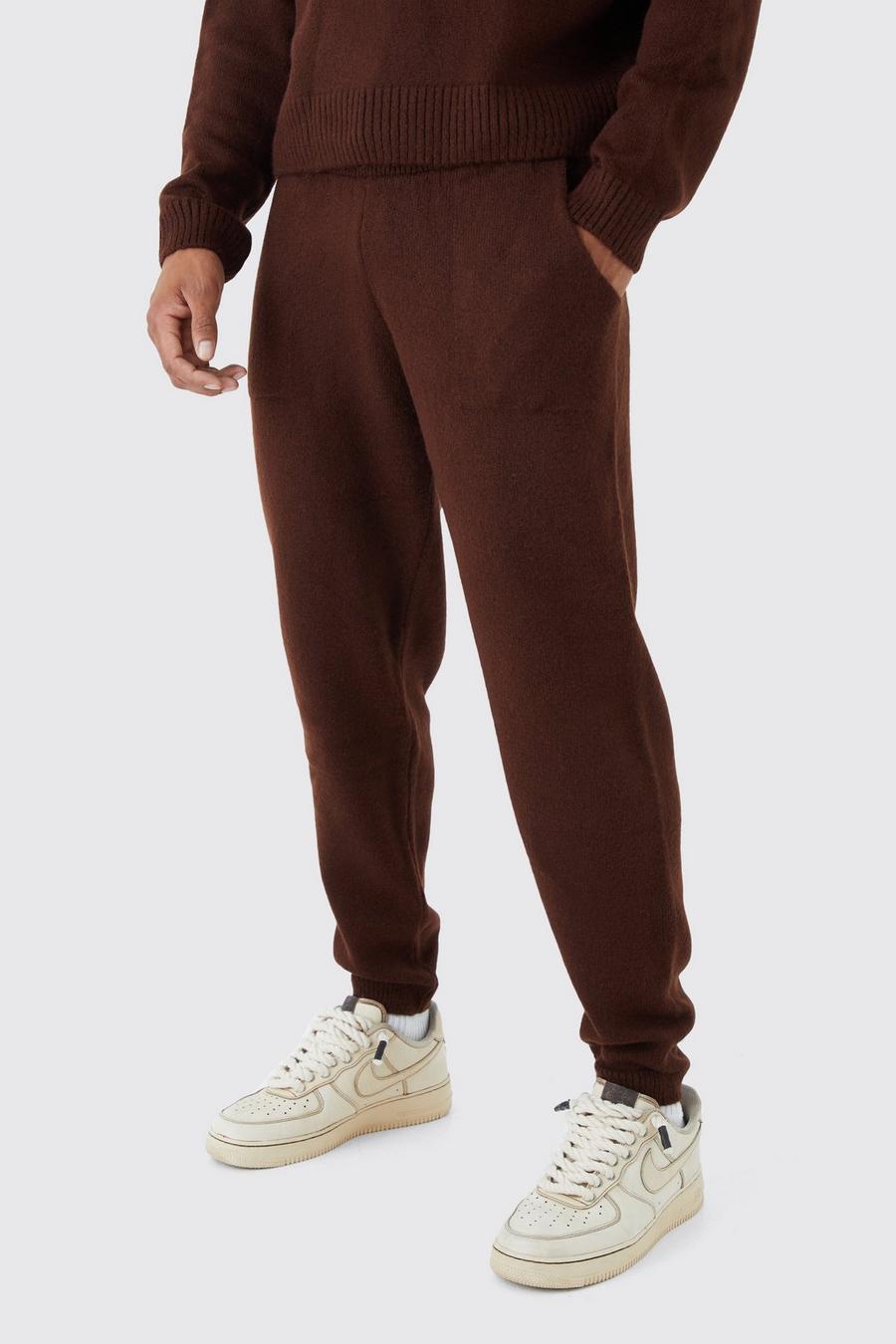 Pantaloni tuta rilassati in maglia, Chocolate image number 1