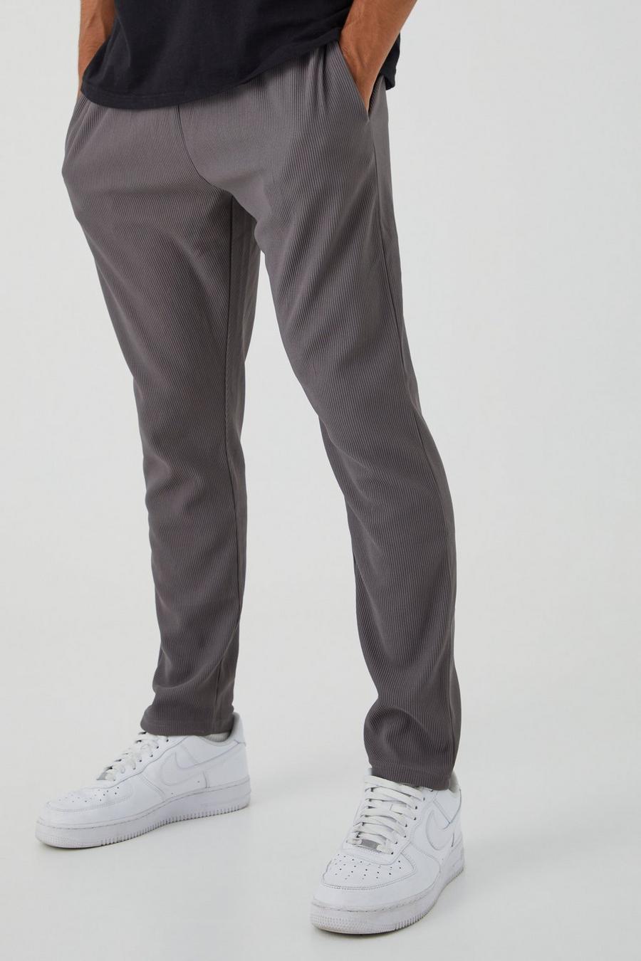 Pantalón deportivo ajustado de canalé otomano ajustado, Charcoal image number 1
