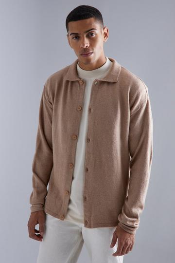 Stone Beige Long Sleeve Knitted Shirt