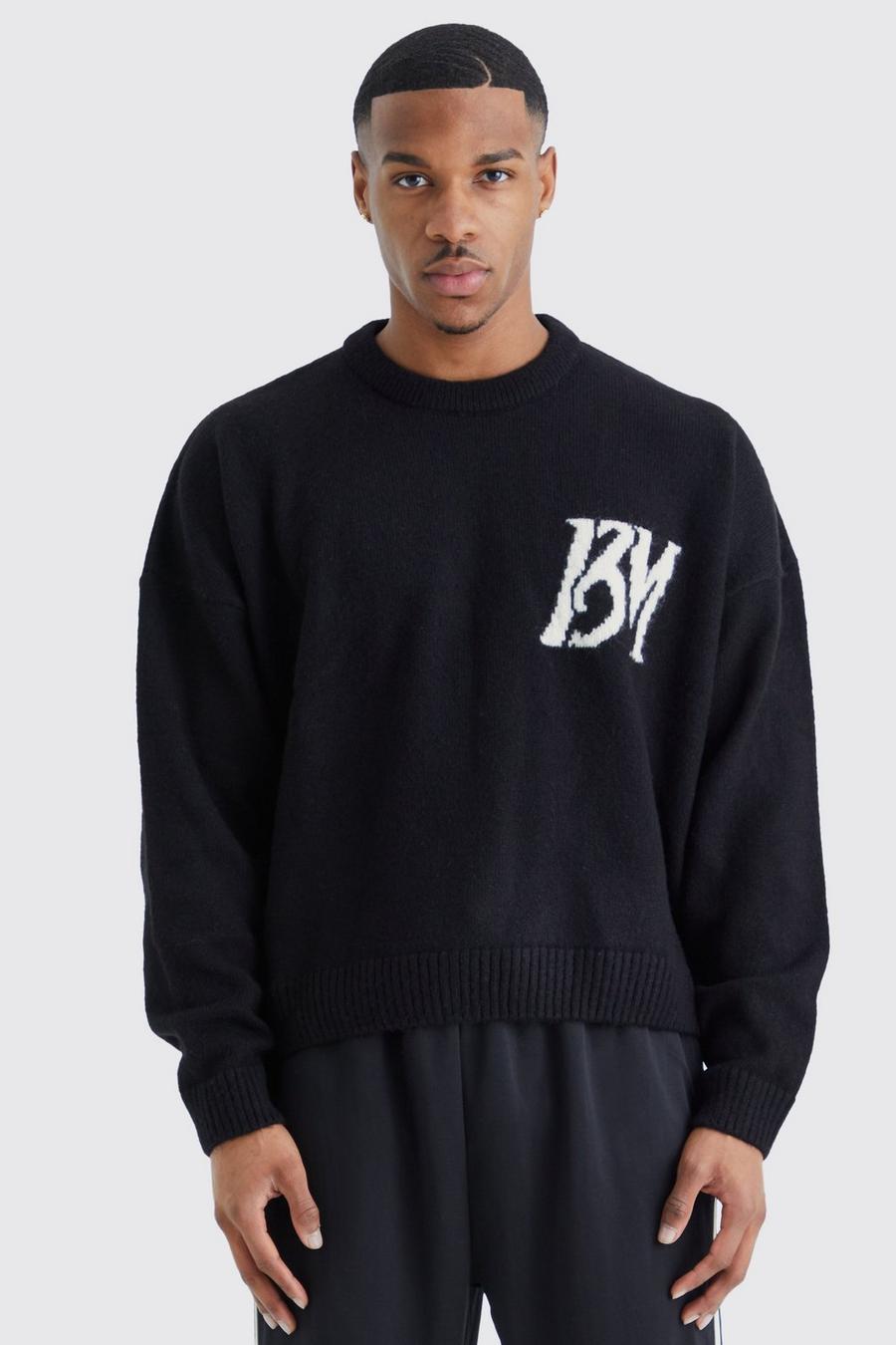 Black schwarz Boxy Bm Brushed Knitted Jumper
