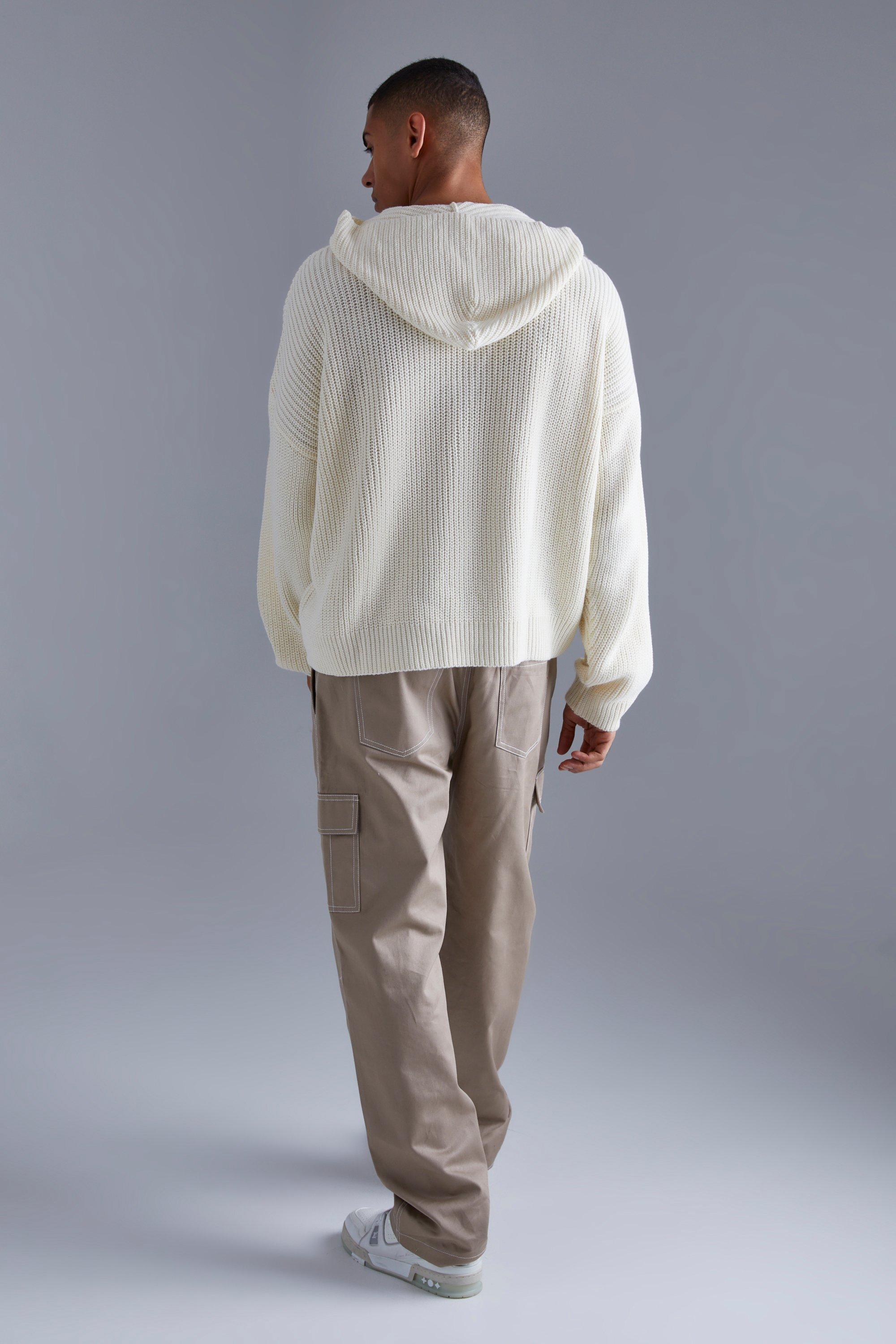 Boxy Knitted Ribbed Hoodie