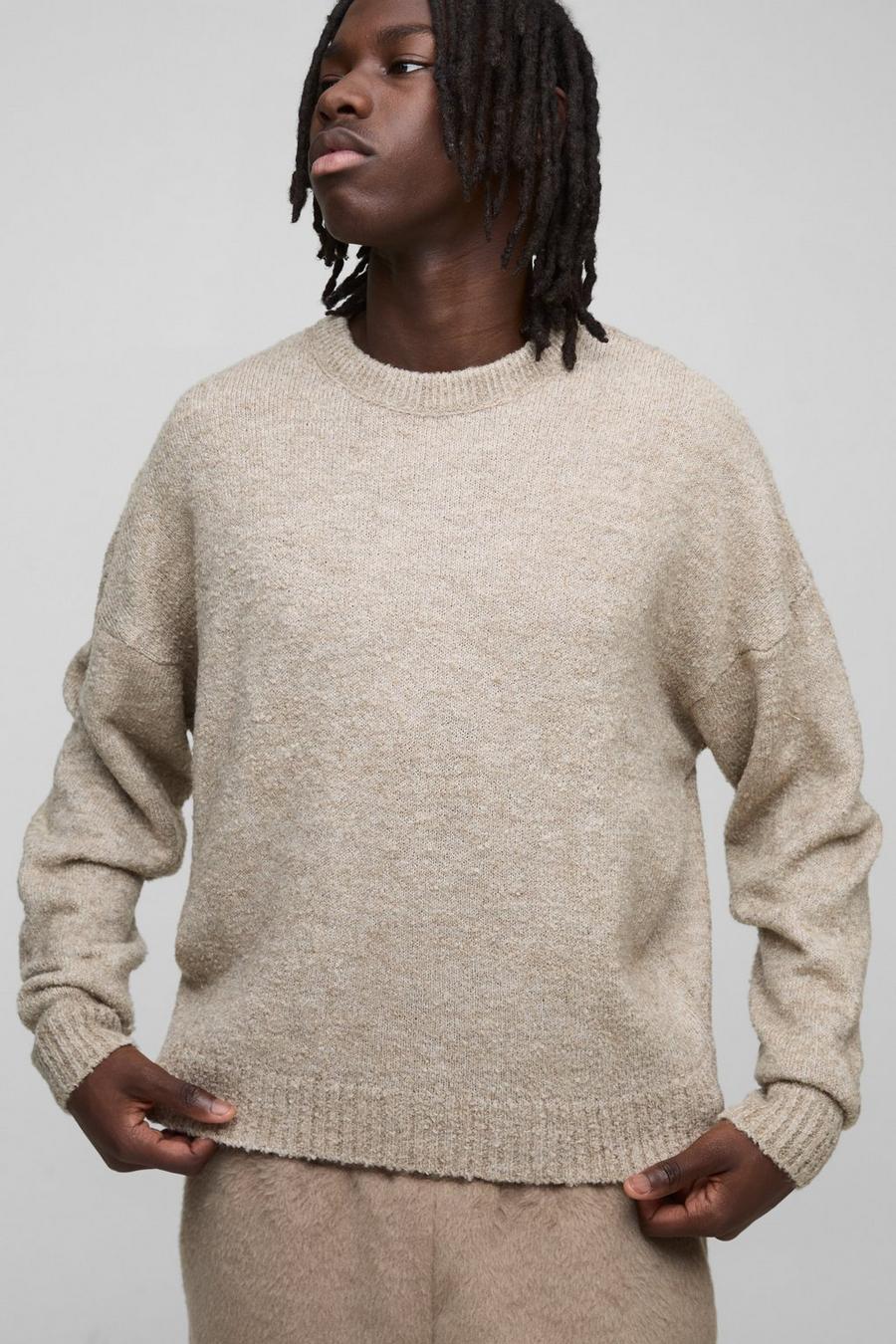 Boxy Boucle Knit Extended Neck Sweater | boohoo USA Boxy Boucle Knit Extended Neck Sweater | boohoo USA